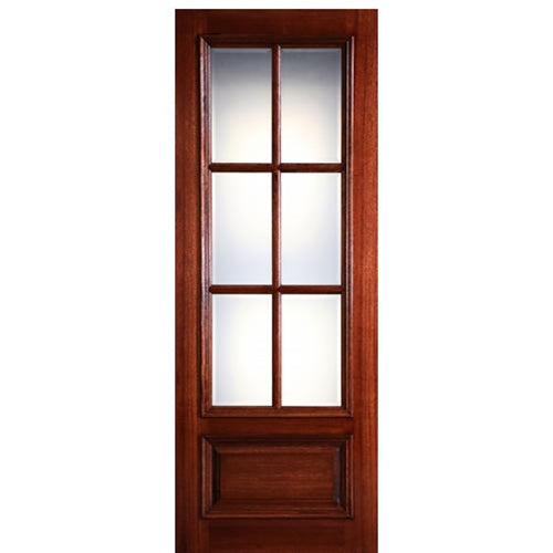 6-Lite 1-Panel True Divided Lite (TDL) Mahogany Wood Entry Door with Raised Moulding
