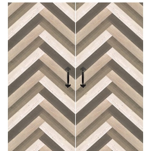 Rustic Farmhouse Double Barn Door with Chevron Design Pattern