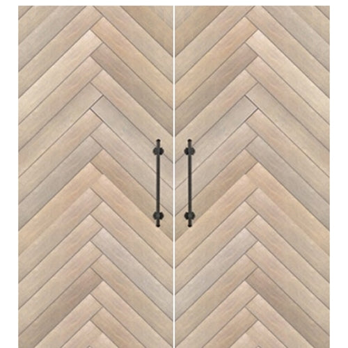 Rustic Farmhouse Double Barn Door with Chevron Design Pattern