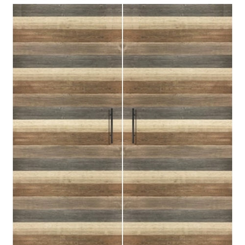 Rustic Farmhouse Double Barn Door with Horizontal Planks Design Pattern