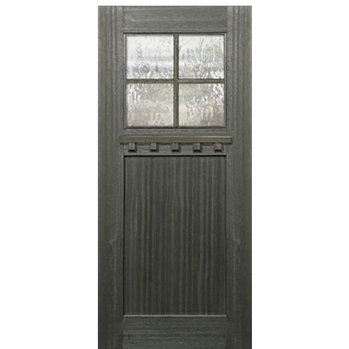 36"x80" Craftsman Style 4-Lite 1 Panel Mahogany Entry Door