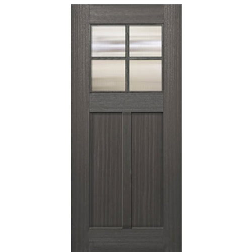 36"x80" Craftsman Style 4-Lite 2 Panel Mahogany Entry Door