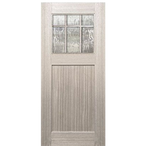 36"x80" Craftsman Style 6-Lite Marginal 1 Panel Mahogany Entry Door