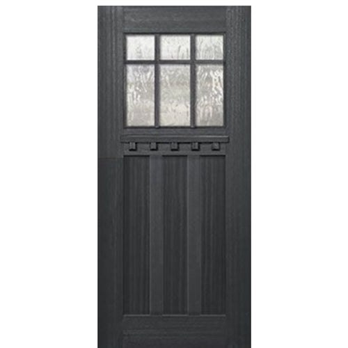 36"x80" Craftsman Style 6-Lite Marginal 3 Panel Mahogany Entry Door