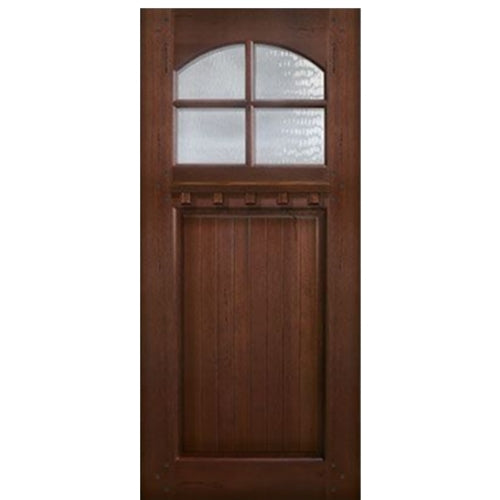 36"x80" Craftsman Bungalow 4 Lite 1-Panel  Mahogany Entry Door