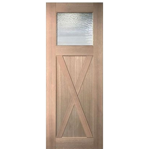 36"x96" Craftsman Style 1-Lite X Panel Mahogany Entry Door