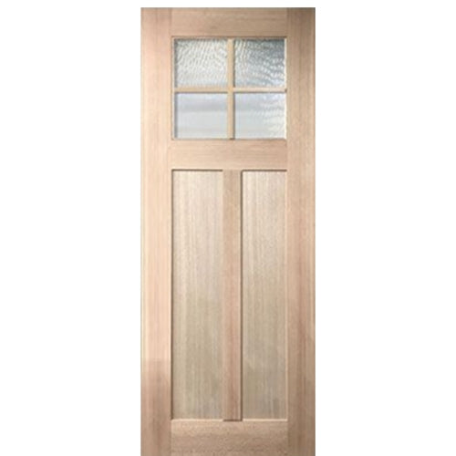 36"x96" Craftsman Style 4-Lite 2 Panel Mahogany Entry Door