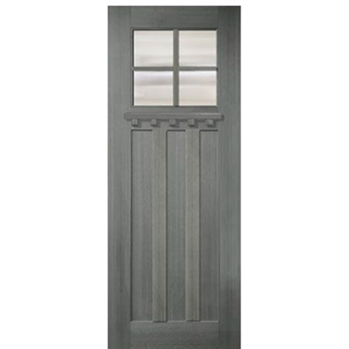 36"x96" Craftsman Style 4-Lite 3 Panel Mahogany Entry Door