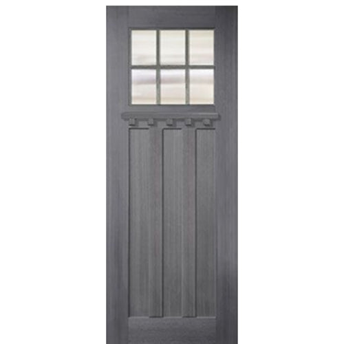 36"x96" Craftsman Style 6-Lite 3 Panel Mahogany Entry Door