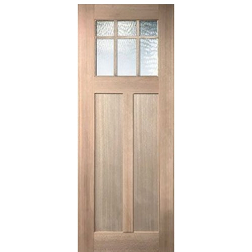 36"x96" Craftsman Style 6-Lite Marginal 2 Panel Mahogany Entry Door