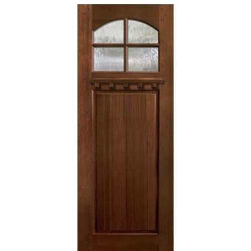 36"x96" Craftsman Bungalow 4 Lite 1-Panel Mahogany Entry Door