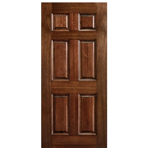 80" Tall 6 Panel Solid Mahogany Wood Entry Door