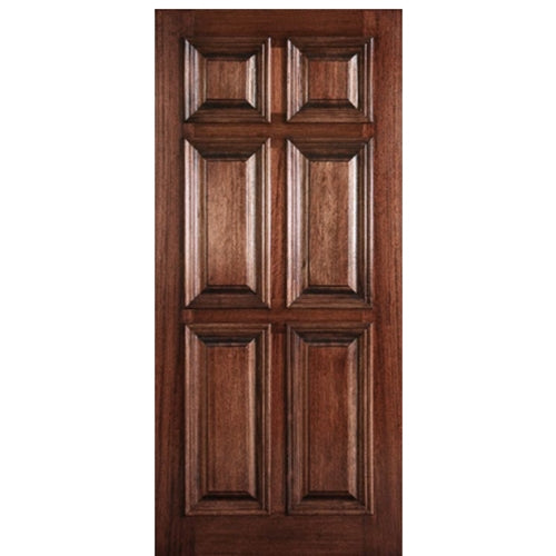 80" Tall 6 Panel Solid Mahogany Wood Entry Door with Raised Moulding