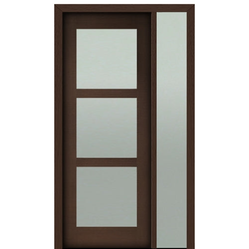 Prehung 96" Tall Carlo 3-Lite Modern Mahogany Entry Door with One Sidelite