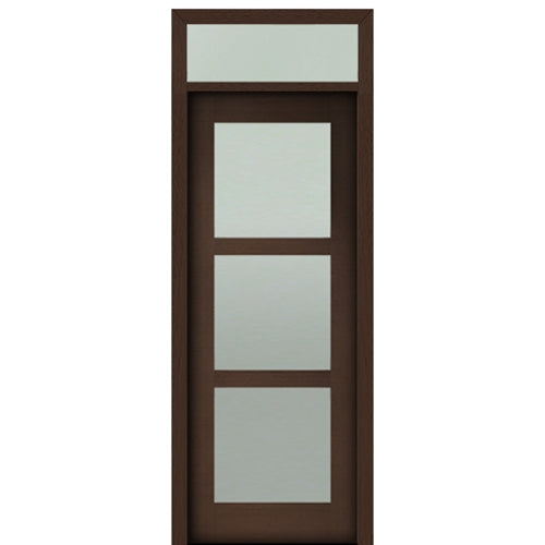 Prehung 96" Tall Carlo 3-Lite Modern Mahogany Entry Door with 12" Transom