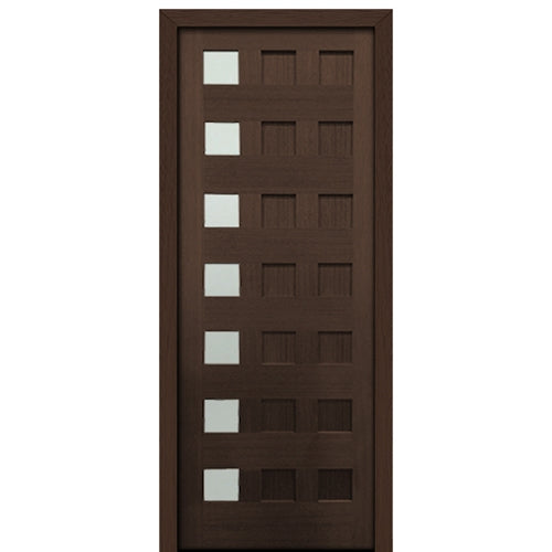 36" X 96" Tall Carlo 7-Lite(Left) Modern Mahogany Entry Door with Clear Glass