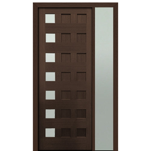 Prehung 36 X 96" Tall Carlo 7-Lite Modern Mahogany Entry Door with One Sidelite with Clear Glass