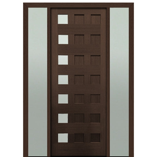 Prehung 36" X 96" Tall Carlo 7-Lite Modern Mahogany Entry Door with Two Sidelite with Clear Glass