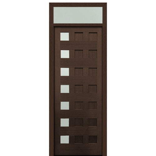 Prehung 36" X 96" Tall Carlo 7-Lite Modern Mahogany Entry Door with 12" Transom with Clear Glass