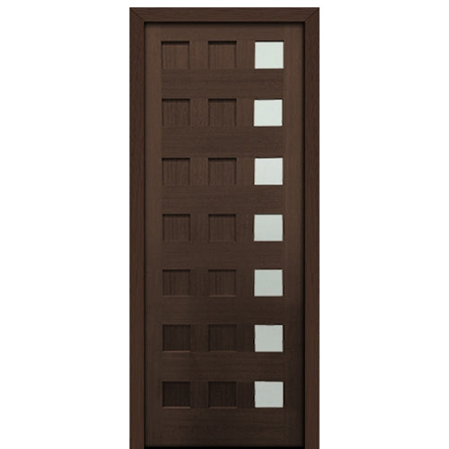 36" X 96" Tall Carlo 7-Lite(Right) Modern Mahogany Entry Door with Clear Glass