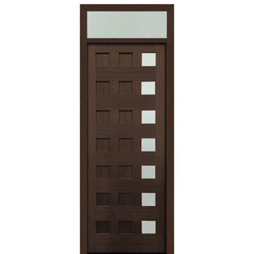 Prehung 36" X 96" Tall Carlo 7-Lite Modern Mahogany Entry Door with 12" Transom With Clear Glass