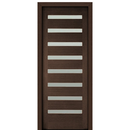 36" X 96" Tall Carlo 8-Lite Horizontal Lite Modern Mahogany Entry Door with Clear Glass