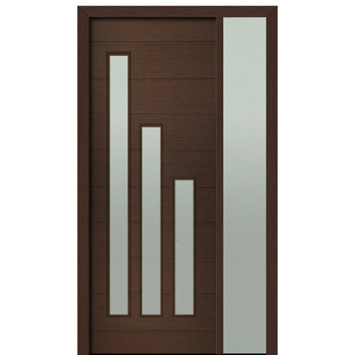 Prehung 36" X 96" Tall Flores 3-Lite Modern Mahogany Entry Door with One Sidelite