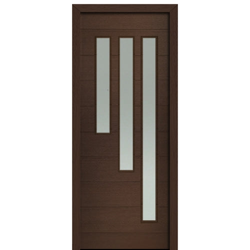 36" X 96" Tall Flores 3 Lite Modern Mahogany Entry Door with Sandblasted IG Glass