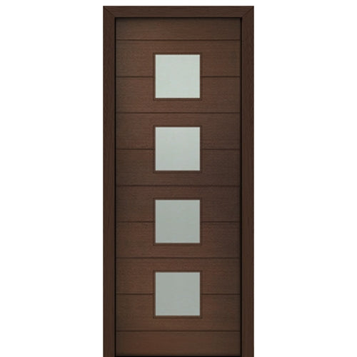 36" X 96"Tall Flores 4 Lite Square Lite Modern Mahogany Entry Door