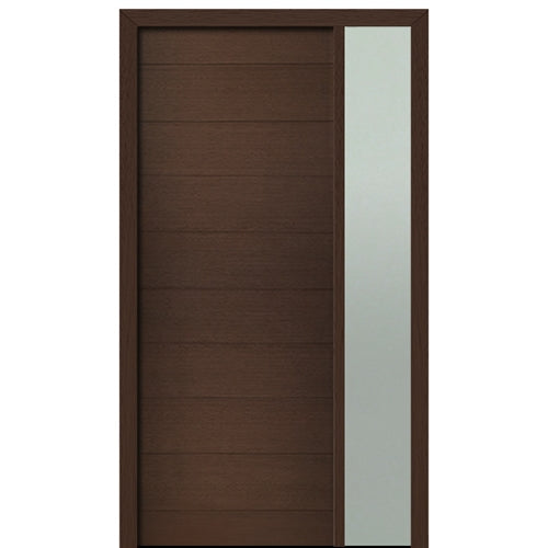 Prehung 36" X 96" Tall Milan Solid Panel Modern Mahogany Entry Door with One Sidelite