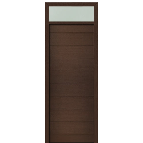 Prehung 36" X 96" Tall Milan Solid Panel Modern Mahogany Entry Door with 12" Transom