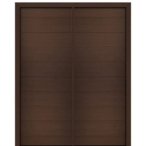 96" Tall Milan Solid Panel Modern Mahogany Entry Double Door