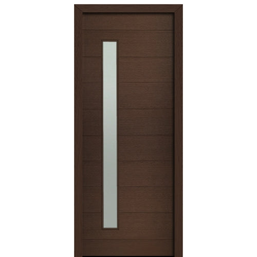 36" X 96"Tall Milan Thin Lite Modern Mahogany Entry Door with Sandblasted IG Glass