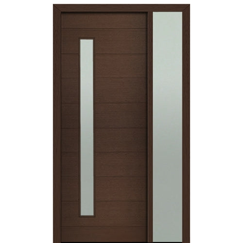 Prehung 36" X 96" Tall Milan Thin Lite Modern Mahogany Entry Door with One Sidelite