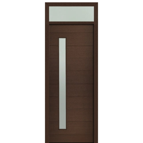 Prehung 36" X 96" Tall Milan Thin Lite Modern Mahogany Entry Door with 12" Transom