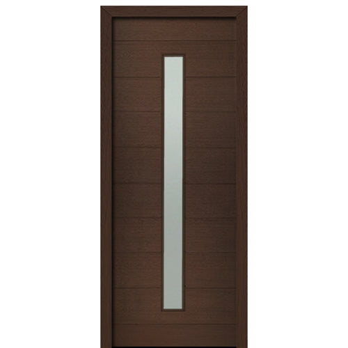 36" X 96" Tall Milan Thin Lite Modern Mahogany Entry Door with Sandblasted IG Glass