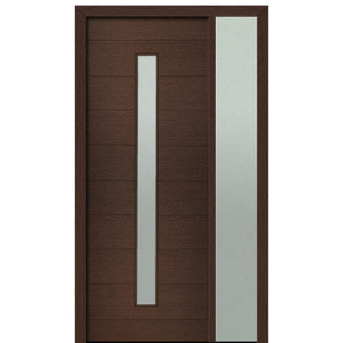 Prehung 36" X 96" Tall Milan Thin Lite Modern Mahogany Entry Door with One Sidelite