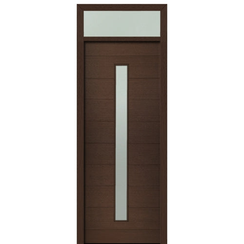 Prehung 36" X 96" Tall Milan Thin Lite Modern Mahogany Entry Door with 12" Transom