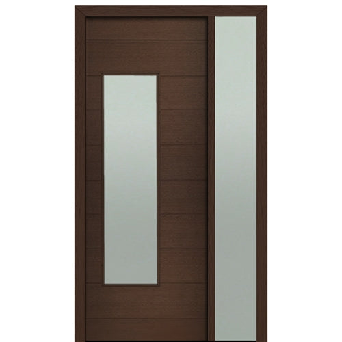 Prehung 36" X 96" Tall Milan Wide Lite Modern Mahogany Entry Door with One Sidelite