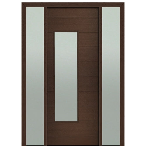 Prehung 36" X 96" Tall Milan Wide Lite Modern Mahogany Entry Door with Two Sidelite