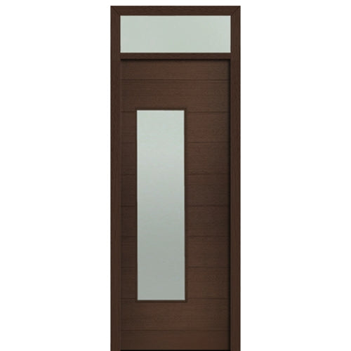 Prehung 36" X 96" Tall Milan Wide Lite Modern Mahogany Entry Door with 12" Transom