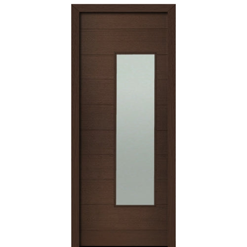 36" X 96" Tall Milan Wide Lite (Right) Modern Mahogany Entry Door with Sandblasted IG Glass