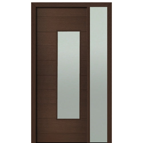 Prehung 36" X 96" Tall Milan Wide Lite (Right)  Modern Mahogany Entry Door with One Sidelite