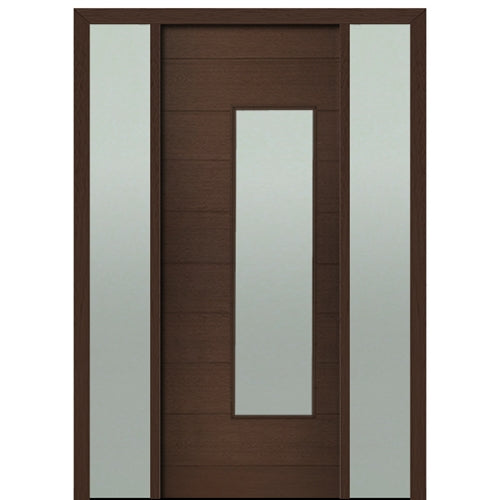 Prehung 36" X 96" Tall Milan Wide Lite (Right)  Modern Mahogany Entry Door with Two Sidelite