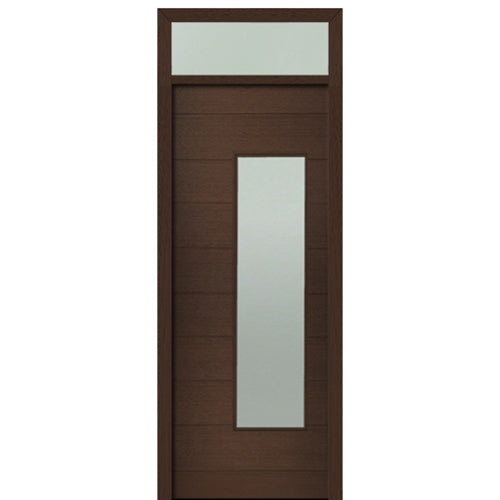 Prehung 36" X 96" Tall Milan Wide Lite (Right)  Modern Mahogany Entry Door with 12" Transom