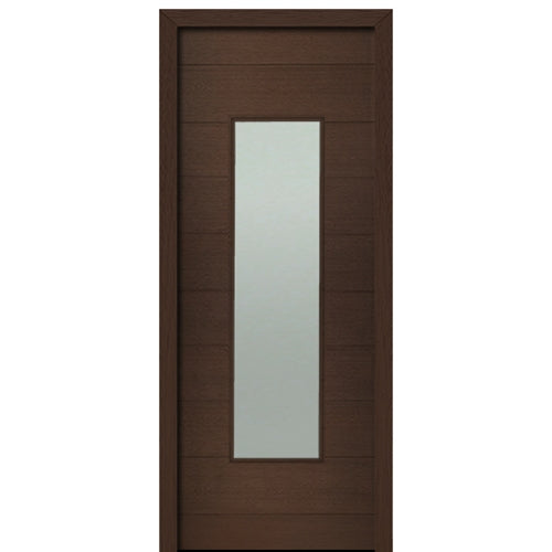 36" X 96" Tall Milan Wide Lite Modern Mahogany Entry Door with Sandblasted IG Glass