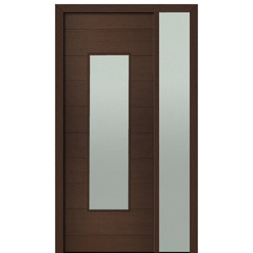 Prehung 36" X 96" Tall Milan Wide Lite Modern Mahogany Entry Door with One Sidelite