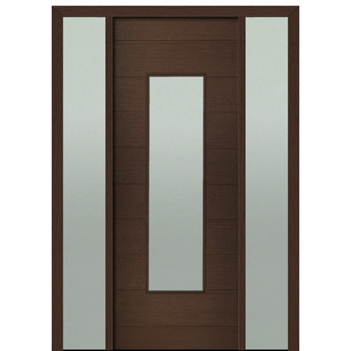 Prehung 36" X 96" Tall Milan Wide Lite Modern Mahogany Entry Door with Two Sidelite