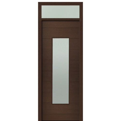 Prehung 36" X 96" Tall Milan Wide Lite Modern Mahogany Entry Door with 12" Transom