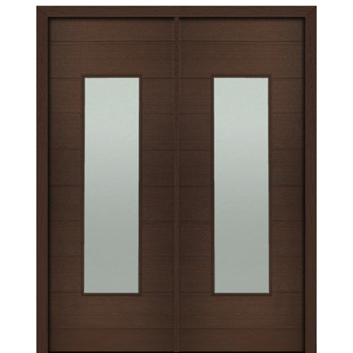 72" X 96" Tall Milan Wide Lite Modern Mahogany Entry Double Door with Sandblasted IG Low E Glass